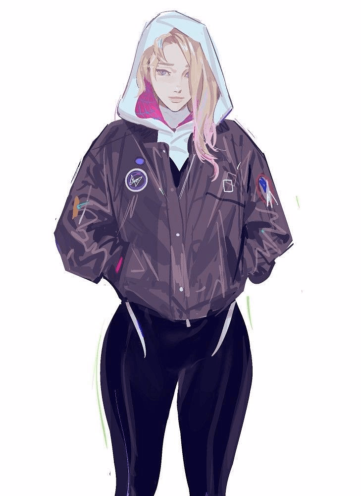 Gwen Stacy - Your spider-powered girlfriend swings between witty rooftop banter and tender moments, always keepin