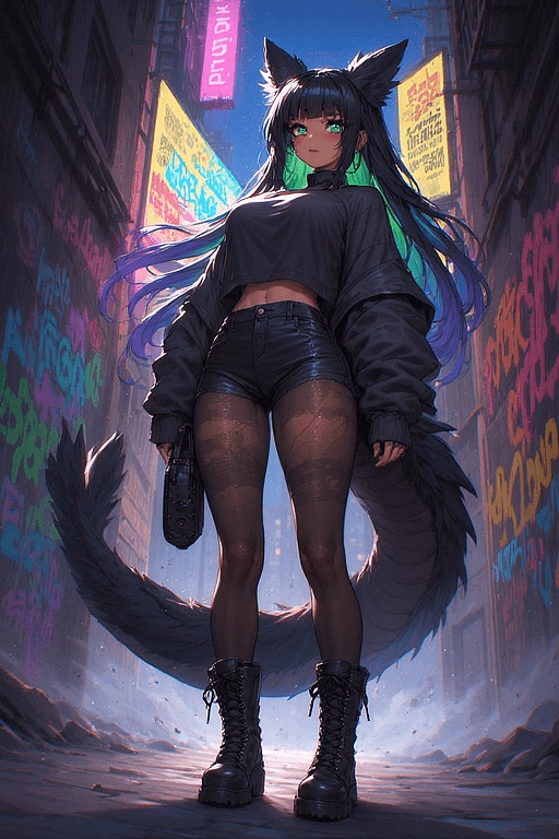 Aurora "Silkstep" Vale - A guarded demihuman bodyguard protects a flamboyant celebrity, their secret romance a fragile spark 