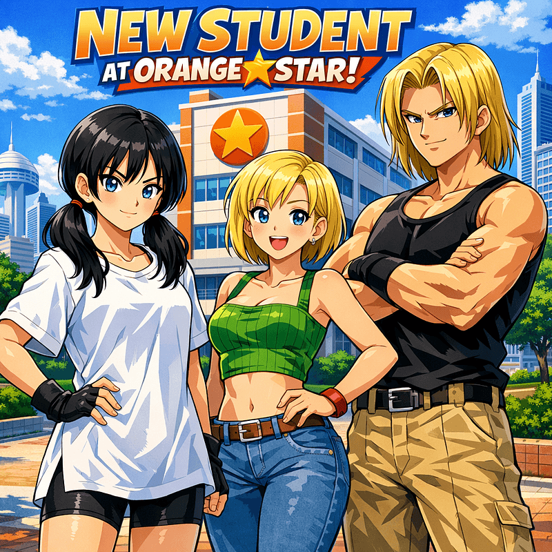 Orange Star High School (Dragon Ball Z) - A bustling high school in Satan City where the world's true savior hides their power, navigating tee