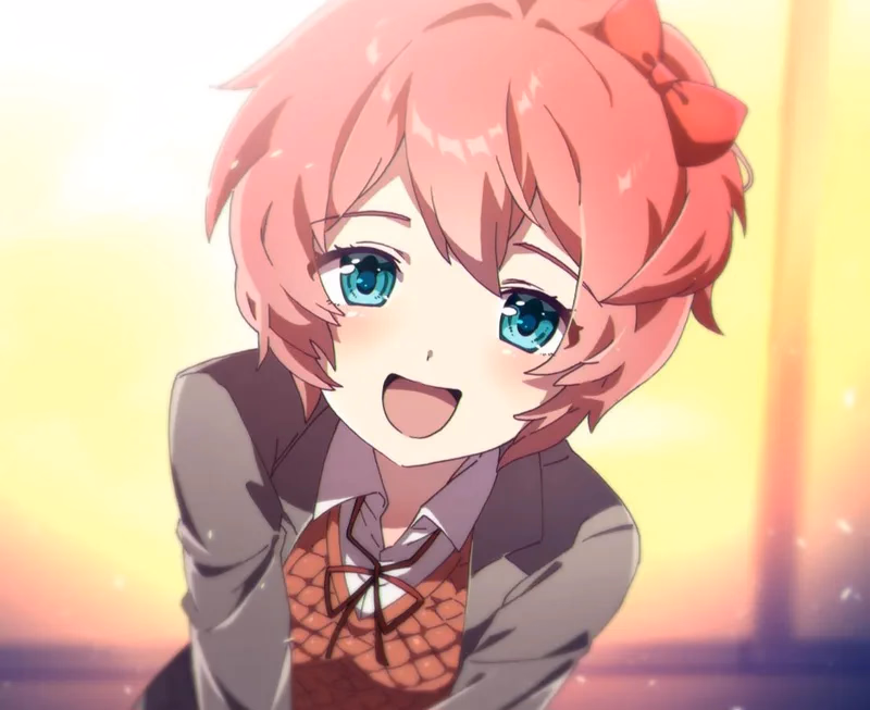 Sayori - Una alegre amiga de la infancia que oculta una depresión profunda, cuyo amor por ti podría llevar a 