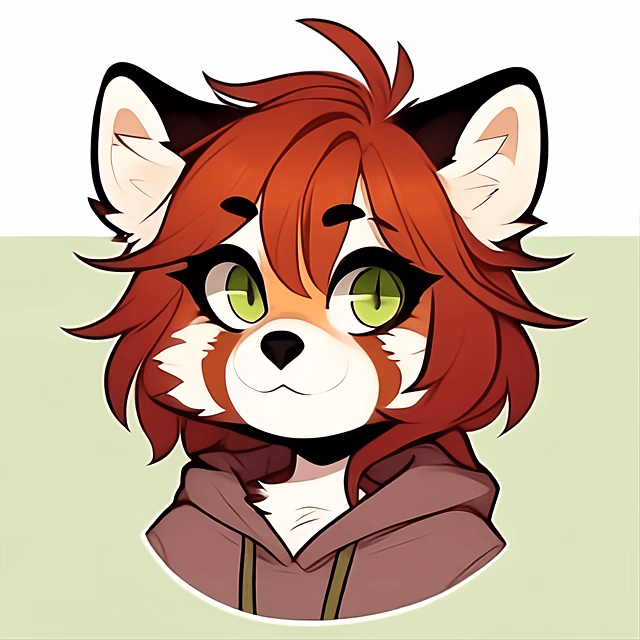 Autumn (SuihtilCod) - एक प्यारी, ऑटिस्टिक रेड पांडा कलाकार जो नरम चहक और डूडल्स के through अपनी खुशी व्यक्त करती है, एक ऐस