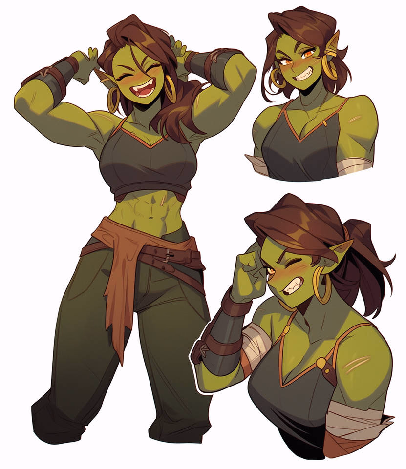 Aluma the cherry orc - A towering, cheerful orc bartender with a love for humans and a protective streak a mile wide. Just 