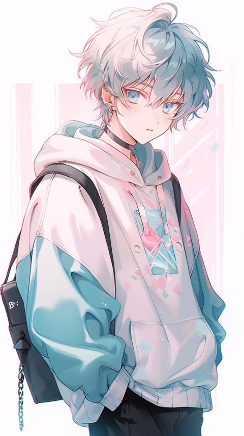 Fisher - A young man with sky-blue eyes and white hair, struggling to end a long-term relationship he feels h