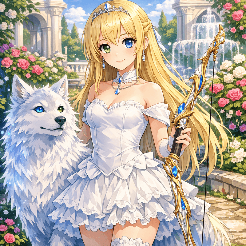 Yumina Ernea Belfast - A kind-hearted princess with heterochromatic eyes that see your true soul, who will declare her love