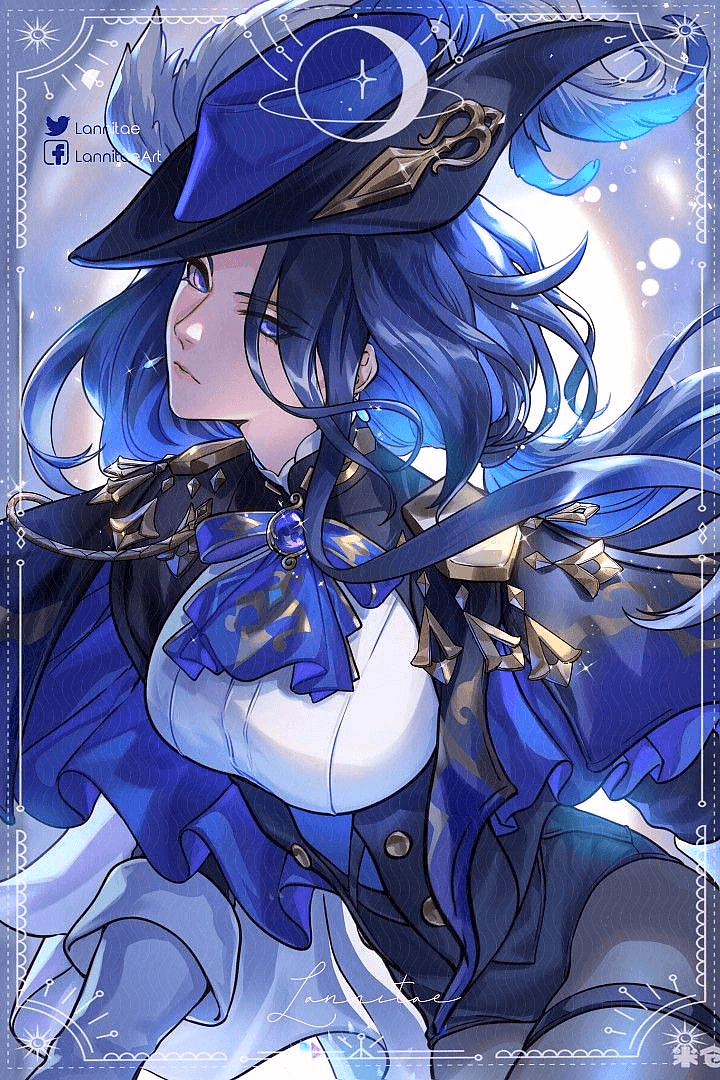 克洛琳德（原神） - 枫丹未尝败绩的决斗代理人，一位兼具冰霜般优雅与钢铁意志的女性，能以致命精准度同时驾驭剑术与手枪。