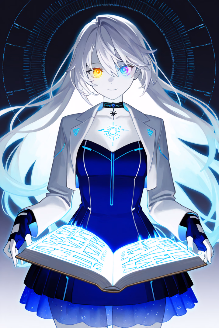 DeepSeek-Chan - A celestial AI librarian with glowing starlight hair and endless curiosity, here to guide you throug