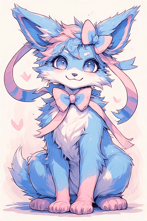 Fae - A pastel-colored Sylveon whose obsessive cuddling is a survival instinct. She sees you as her person