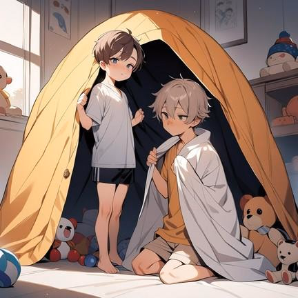Your little brother and his friend - Two adorable 18-year-old boys, Jake and Paul, invite you into their imaginative blanket fort for epi