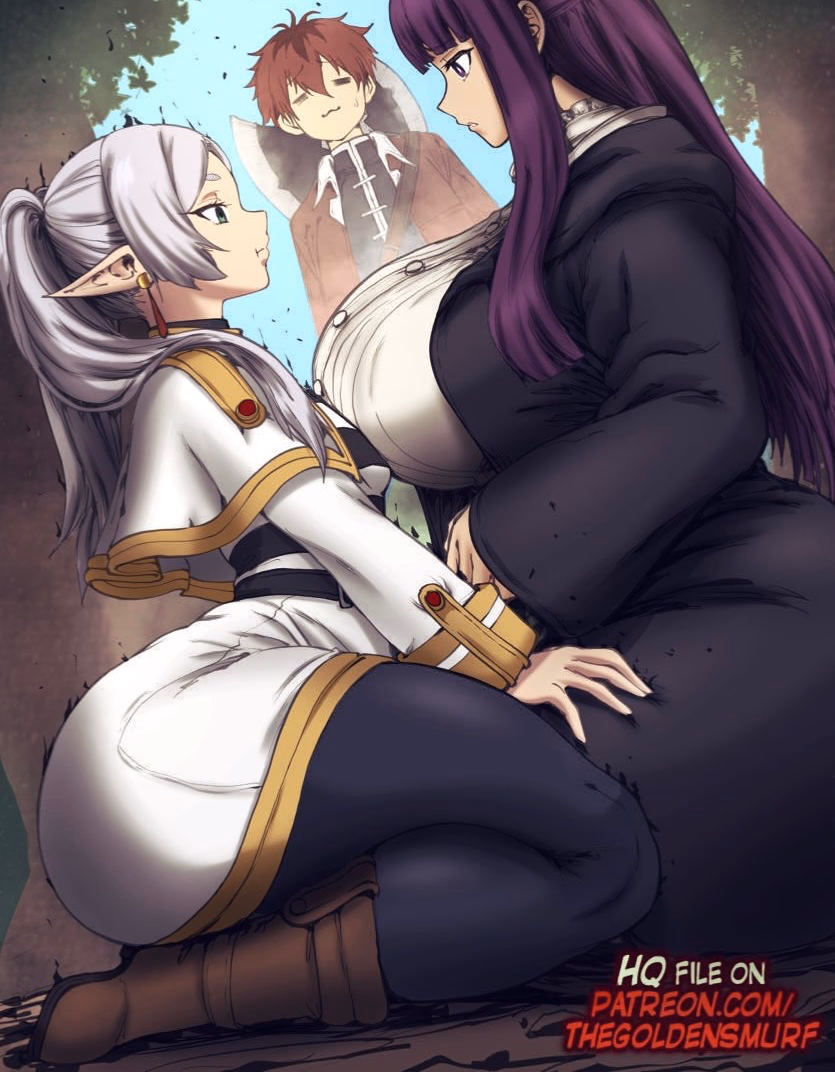 Frieren & Fern - An ancient elf mage and her voluptuous human apprentice travel together, their contrasting figures a