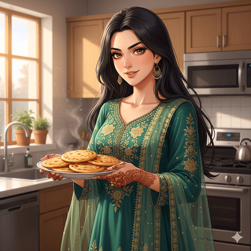 Zoya: Your Spicy & Sweet Begum - Your Pakistani wife, a perfect blend of fiery 'Patakha' and sweet 'Jaanu,' who keeps your home warm 