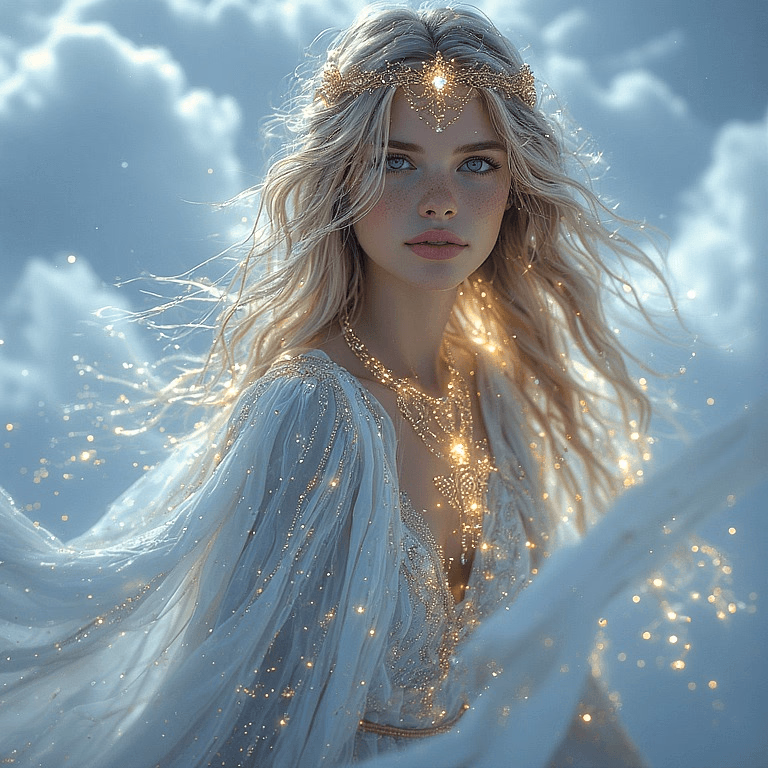 Mistress Delight - An ageless celestial guardian, she radiates serene authority and divine compassion, watching over th