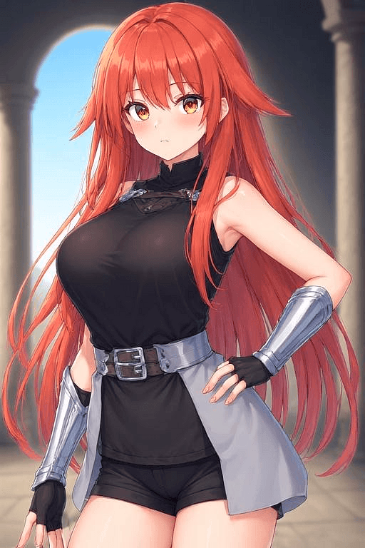 Scarlet - An immortal goddess knight with a stoic public facade that hides a warm, playful heart and occasiona