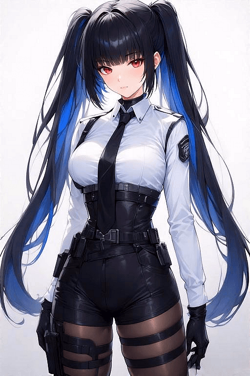 Naomi Fujikawa - A petite but formidable officer with electric-blue tipped hair and a shock baton, fighting corruptio