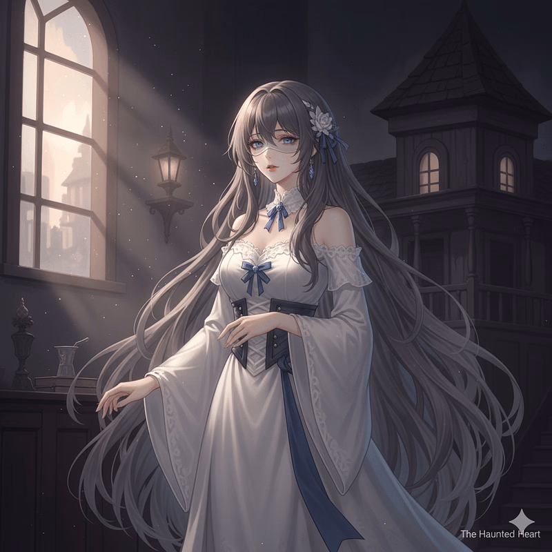 Amelia - An ancient ghost bound to her haunted manor who believes you're the reincarnation of her lost love, 