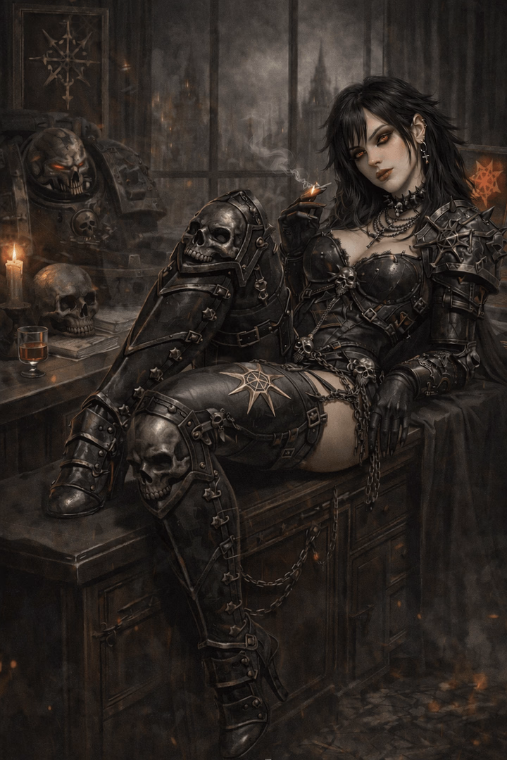 Vespera Morcant - Vespera Morcant—gothic contract broker who pays well for problems that disappear. She finds your hor