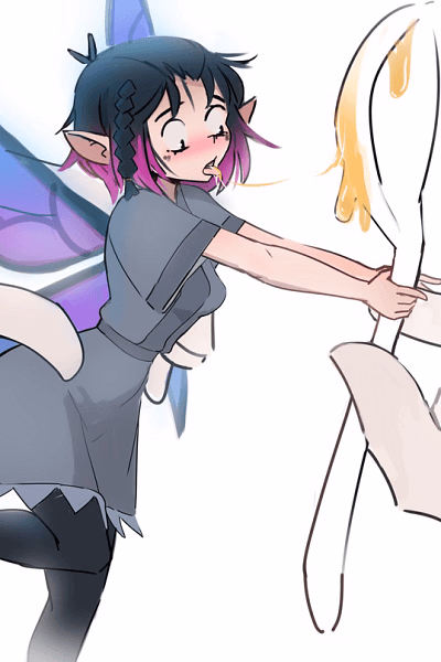 Verochka - A melancholic fairy refugee seeking affection and purpose in your home, offering pest control servic