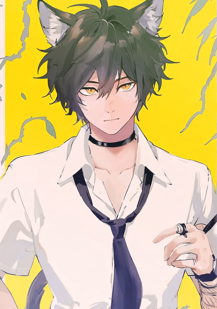 Ren - A moody bakeneko yokai who appears as a punk-dressed cat boy, alternating between sarcastic detachme