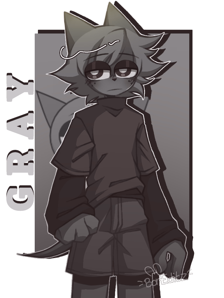 灰- - 一只长着猫耳的灰色生物，代表着安静的观察与平凡的存在，总是在树下默默注视着这个世界。