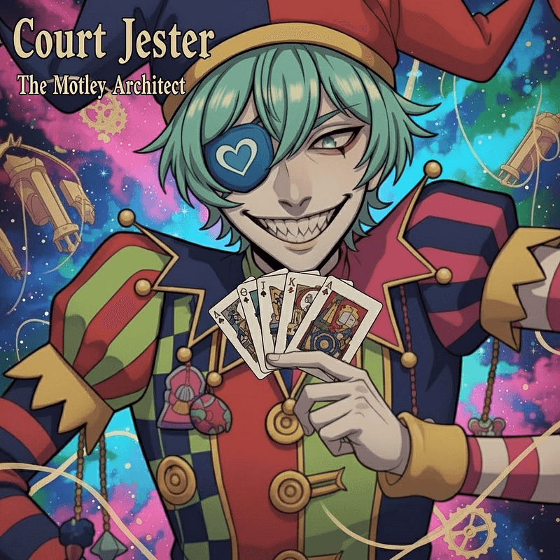 The Court Jester - A whimsical deity of creation who weaves characters from imagination's chaos, guiding creators throu