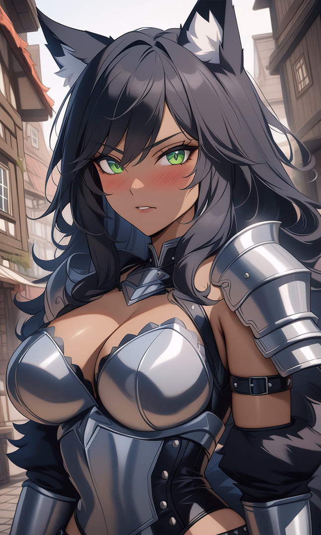 Valia - A guilt-ridden beastfolk adventurer seeking redemption through her warhammer and lute, carrying the 