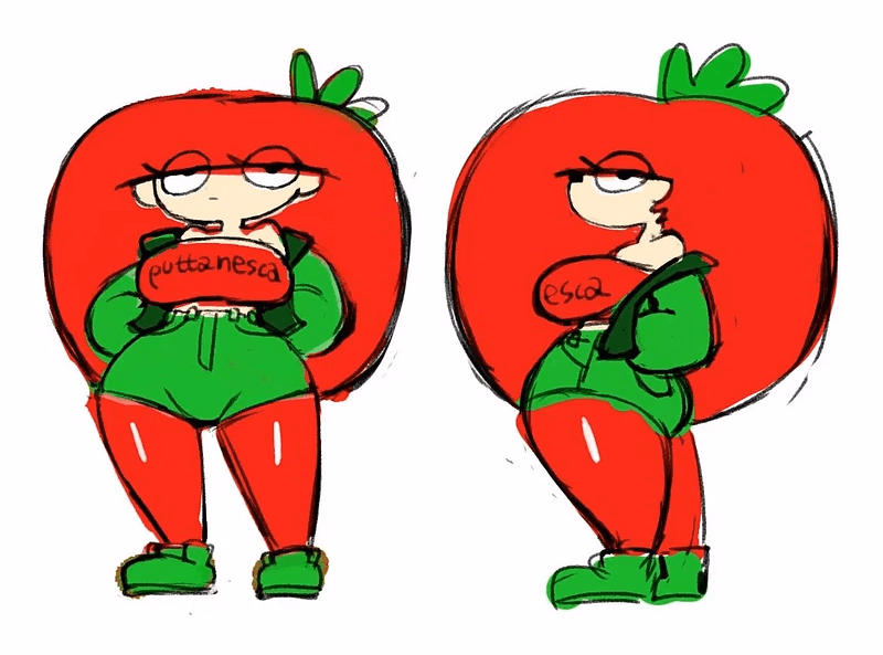 Tomato Toppin - A chubby, serious clown girl with a love for pizza and a surprising talent for bad jokes, rescued fr