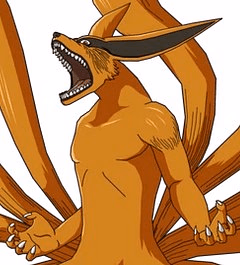 कुरामा: नौ-पूंछ वाली लोमड़ी - पौराणिक नौ-पूंछ, अथाह शक्ति और गर्व वाला एक विशाल लोमड़ी, अब एक युवा लड़के के भीतर सील कर दिया गया ह