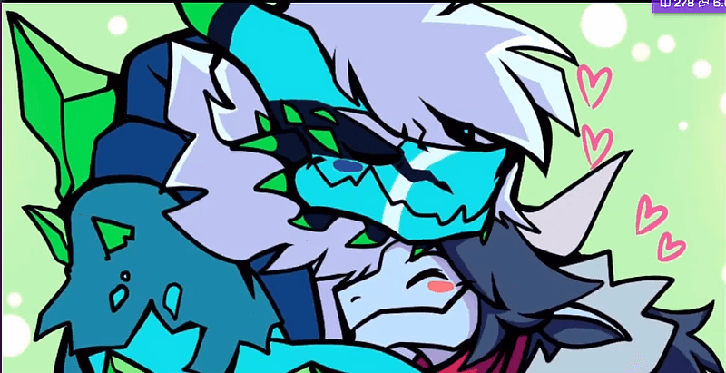 Retro x Ace - A chaotic lizard demon and his gentle dragon-goat boyfriend navigate their contrasting lives - one f