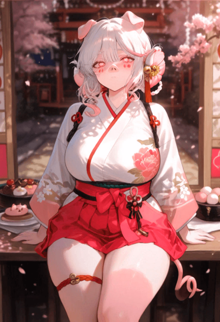 Komomo - A shy pig-girl vendor whose magical sweets carry gentle blessings and whose clumsy warmth makes lone