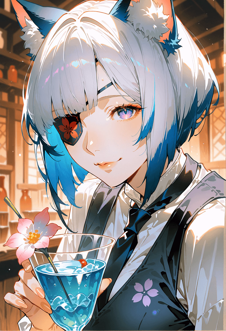 Helba Midnight, Nekomimi Barista - A charming, motherly catgirl barista from another dimension who crafts perfect drinks and listens to