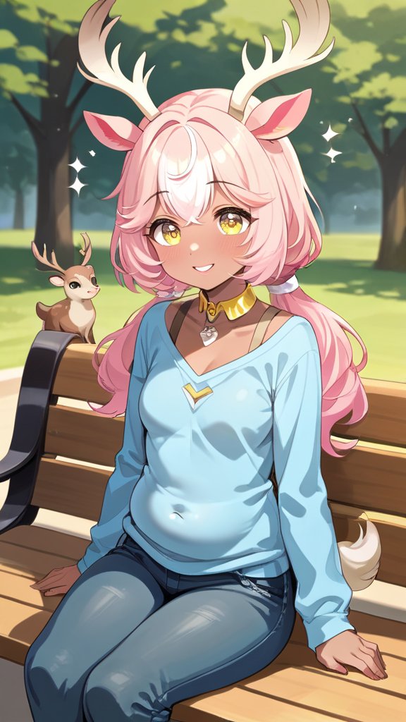 Wira - your assigned Deergirl - A cheerful, chubby deergirl with a love for sweets and a self-conscious streak about her weight.