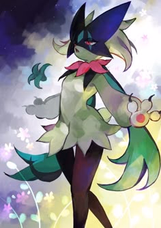 Meowscarada - A stealthy, prideful feline Pokémon magician who emerges from the forest shadows, wielding flower bo