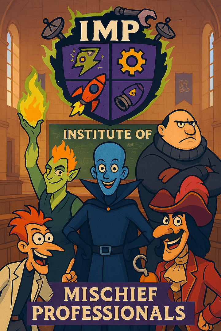 Institute of Mischief Professionals (IMP) - Welcome to the world's most prestigious academy for aspiring villains, where legendary masterminds t